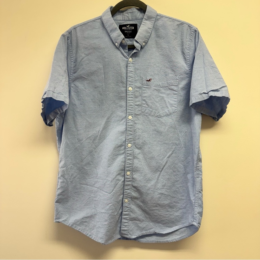 Hollister Men's Sky Blue Epic Flex Casual Shirt Size L